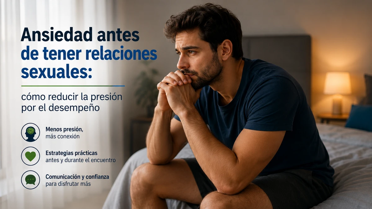 Hombre reflexionando sobre la ansiedad antes de tener relaciones sexuales y la presión por el desempeño