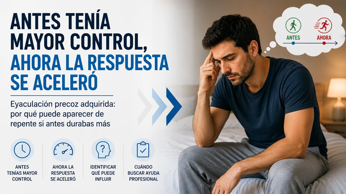 Hombre preocupado por un cambio reciente en el control eyaculatorio