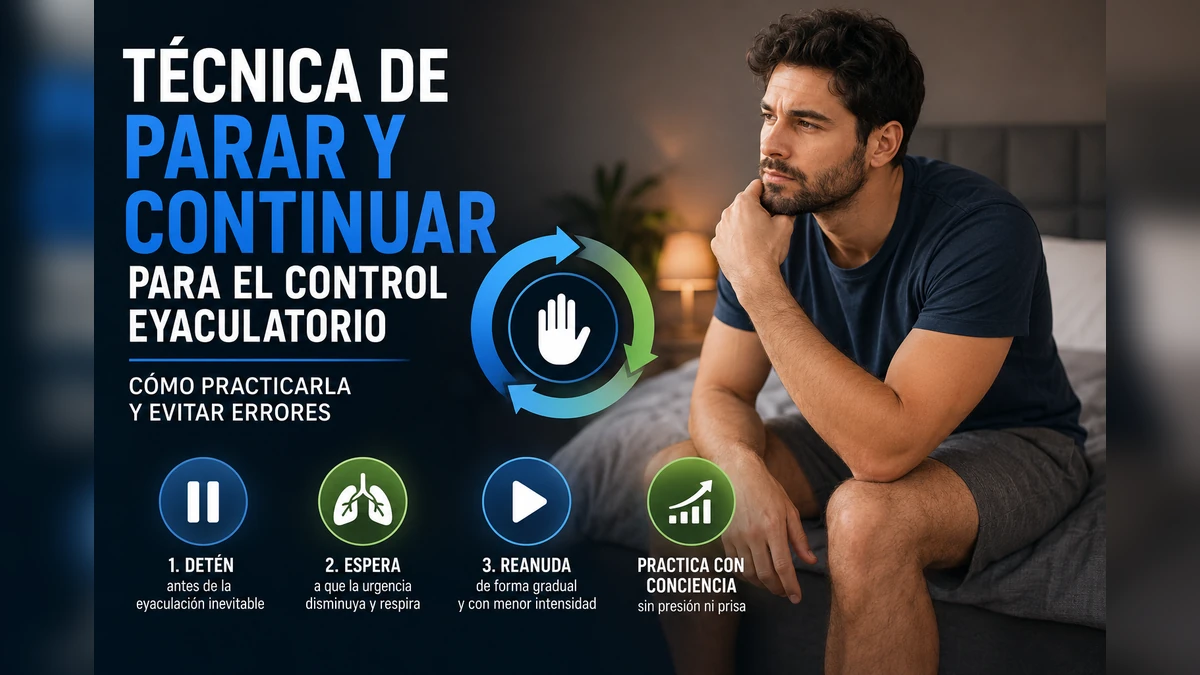 Hombre reflexionando sobre la técnica de parar y continuar para mejorar el control eyaculatorio